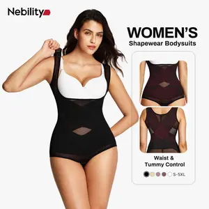 Nebility Women's Clothing Mesh Breathable Basic Faja Shapewear Minimalist Comfort Sleeveless Tops High Waist Compression Womenswear Brown Body Shapewear Shapewear Garment Sexy High Waist Shapewear Lady summerwins