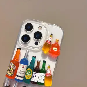 3D Resin Liquor Bottle Case for iPhone 17 16 15 Pro, Creative Alcohol Bottle Phone Cover, Trendy INS Style Aesthetic Shockproof Protective Shell
