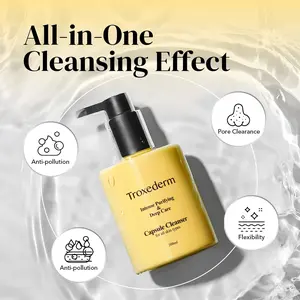 TROXEDERM Collagen Capsule Cleanser – Korean Gel Face Wash with Peptides, Niacinamide & Troxerutin, Hydrating Daily Facial Cleanser & Makeup Remover, Gentle K-Beauty Skincare, 6.76 fl oz