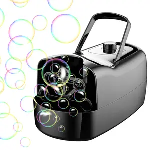 Bubble Maker Automatic Bubble Blower Portable Bubble Blowing Machine with 2 Speeds Handle 3000-4000 Bubbles Per Minute Plug-In Battery Powered