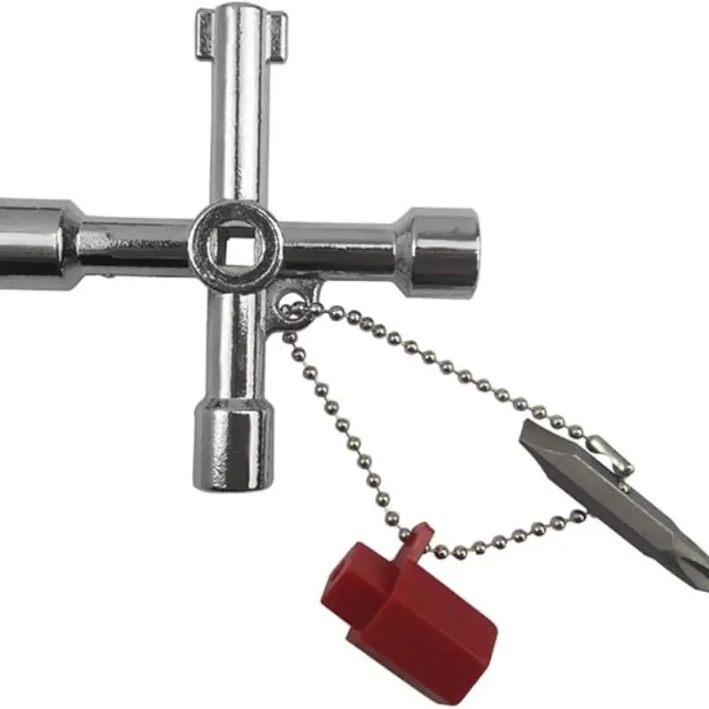1pc Multifunctional Cross Wrench | Triangular Keys with Hex Shaft, Dual Screwdriver Ring, Durable Industrial-Grade Mechanical Tool for Electrical Control Boxes, Elevator Doors, Faucet Valves, Compact Design, High-Quality Material