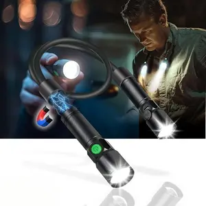High Lumen LED Neck Light, High Lumen Output, Rechargeable Magnetic Base, Detachable Work Lamp, Compact and Foldable Flashlight, Flexible Bendable Mechanical Neck Light, USB Rechargeable Flashlight