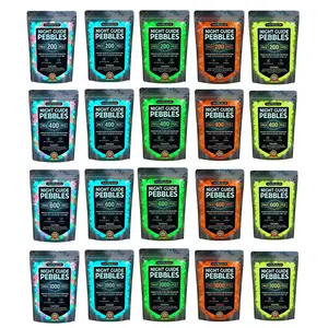 Explorinox Night Guide Pebbles 400 PCS Multicolor Glow-in-the-Dark Decorative Stones for Aquarium Fish Tank & Outdoor Landscaping Solar Powered Waterproof Resin Rocks