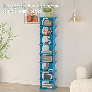 9-layer Shoe Rack, Can Store 9 Pairs Of Shoes, Space-saving Vertical Shoe Rack, Tall and Narrow Shoe Rack for Entryway, Closet, Hallway, Bathroom, Dormitory, Plastic Stackable Shoe Rack, Easy to Assemble, More Stable When Placed Against the Wall