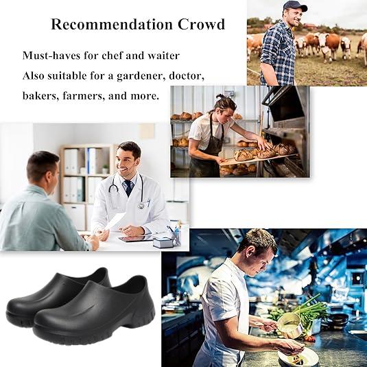 Chef safety shoes, one foot wide toe shoes, waterproof, anti slip, oil resistant, wear-resistant and comfortable, breathable insole, nurse slippers, lightweight shock absorption, wide toe chef shoes, suitable for hospital and restaurant staff