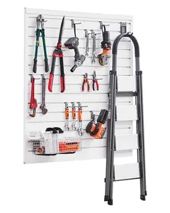 4 X 4 Foot PVC White Slat Wall Paneling System For Garage Organization, Slatwall Panels With Modular Design, Durable And Maintenance Free, Easy To Install, Reconfigurable Storage Solution For Tools, Shelves, Bins, And Accessories