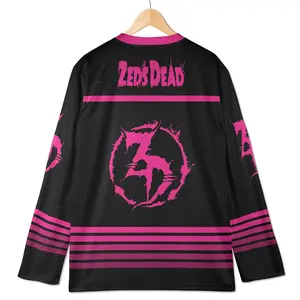 Zeds Rave Hockey Jersey, Black EDM Festival Outfit, Neon Pink Dubstep Shirt