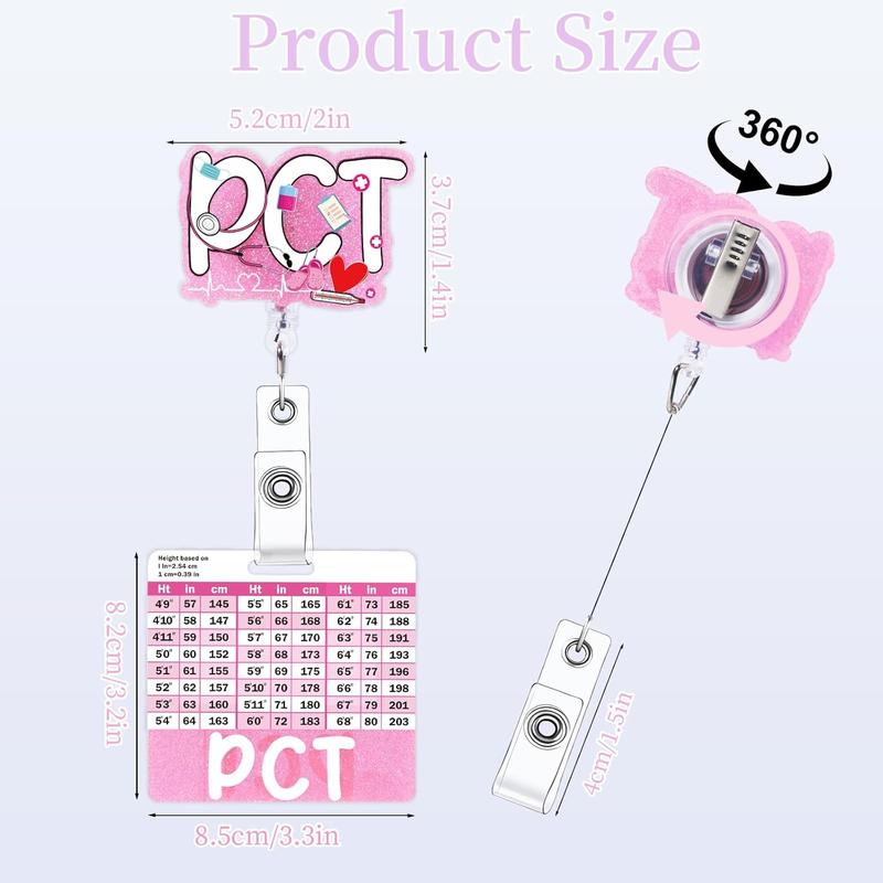 PCT Badge Reel with Badge Buddy -  Pink PCT Badge Reel Card Holder ID Name  Tags  Care Technician Retractable ID Clip for   Gifts Work Accessories Essentials