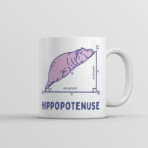 Hippopotenuse Mug Funny Sarcastic Hippo Graphic Novelty Coffee Cup - 11oz Funny Coffee Mugs Ceramic Printed Drinkware Cup