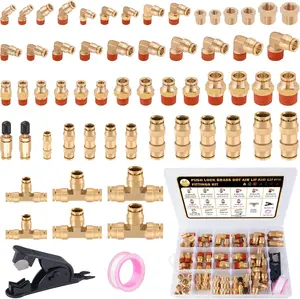 60 count Brass DOT Air Line Fittings kit Push Lock DOT Air Fittings Push to Connect Fittings NPT Thread & Quick Connect Air Hose Fittings for Air Line Air Hose Pneumatic Tubing