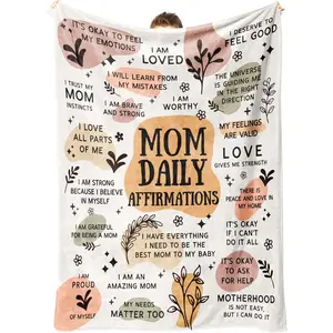 Mom Gifts Blanket, Christmas Birthday Gifts for Mom, Mama Daily Affirmations Blankets, Postpartum Pregnancy Self Care Gift for First Time Moms, Mommy to Be, Mama(50" x 60")