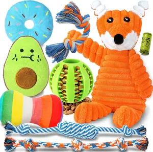 [New Deal] 9-Pack Luxury Teething Puppy Toys for Small Dogs, Including Cute Squeaky Balls, Rope Chew Toys and Interactive Training Ball