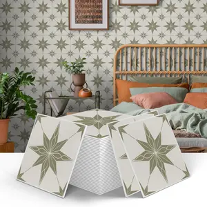 Star Pattern Tile Sticker, 12/24pcs Peel & Stick Backsplash Wall Tile Sticker, Self-adhesive Waterproof Removable Wall Decal for Home Decor, Ornaments, Sticker Tiles, Wall Stickers