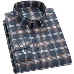 Mens Long Sleeve Oxford Button Down Shirts Casual Dress Shirt for Men,100% Cotton,Plaid/Stripes Shirts