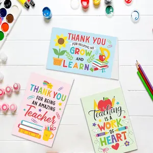 24 Teacher Thank You Cards Set, Large Size, Cute Student Thank You Notes, Various Styles, Year End Teacher Gift Cards, Teacher Appreciation Cards, Greeting Card, Inspirational Greeting Cards