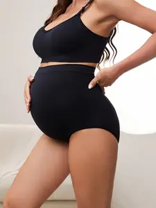 Maternity 3pcs High-Waist Seamless Panties with Belly Support - Comfortable and Supportive Design for Pregnant Women