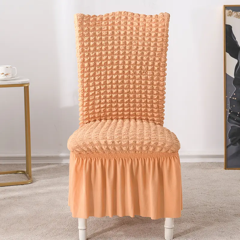 Seersucker Dining Chair Cover, 2/4/6 Pack Stretch Slipcover, Removable Washable Dustproof Chair Protector for Living Room Hotel Wedding Banquet