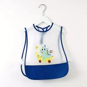 Feeding Bib (with Oversized Pocket) – Splash-Proof Adjustable Baby Dining Protector, Reusable Long Hanging Apron for Toddlers