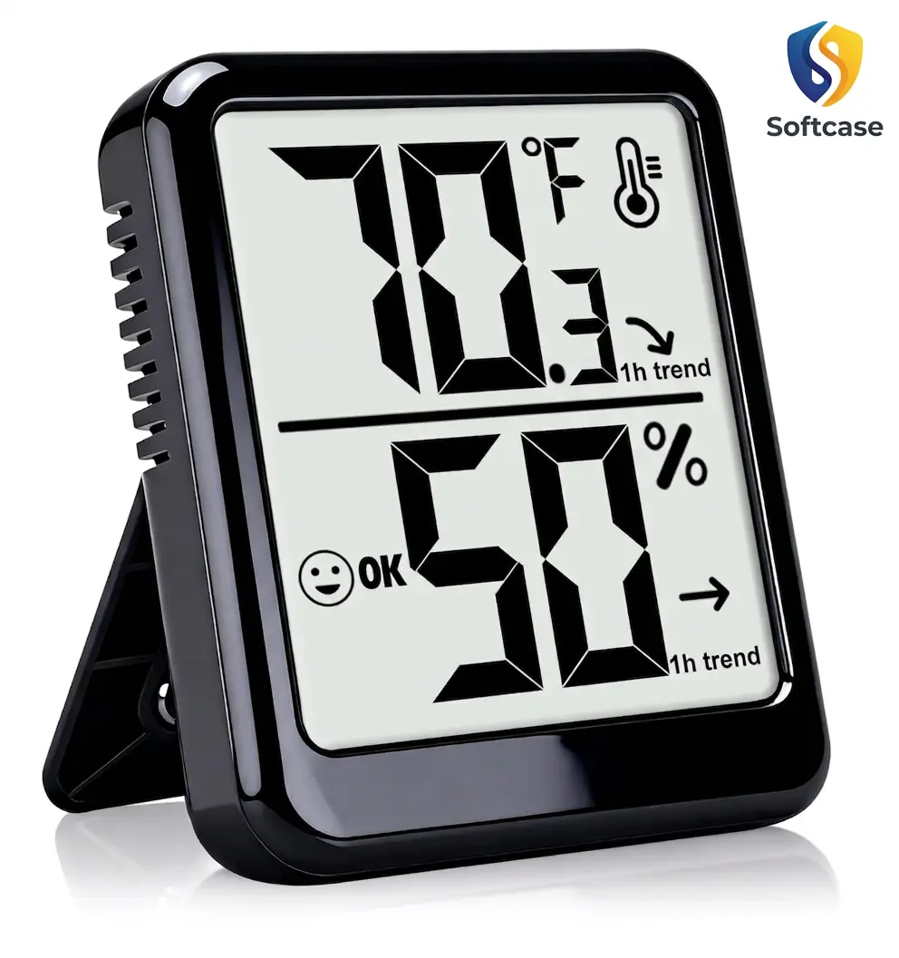 Room Thermometer Indoor Hygrometer Humidity Meter Gauge Digital Temperature and Humidity Sensor Monitor for Home Office House Pets Plants - AAA Battery Included