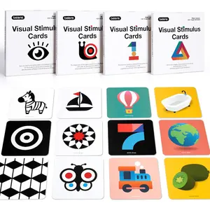 High Contrast Baby Flashcard, 80 Pcs 160 Page Black White Colorful Visual Stimulation Learning Activity Card for Babies Ages 0-3-6-12-36 Months, 5.5'' x 5.5'' Newborn Infants Toys Gift