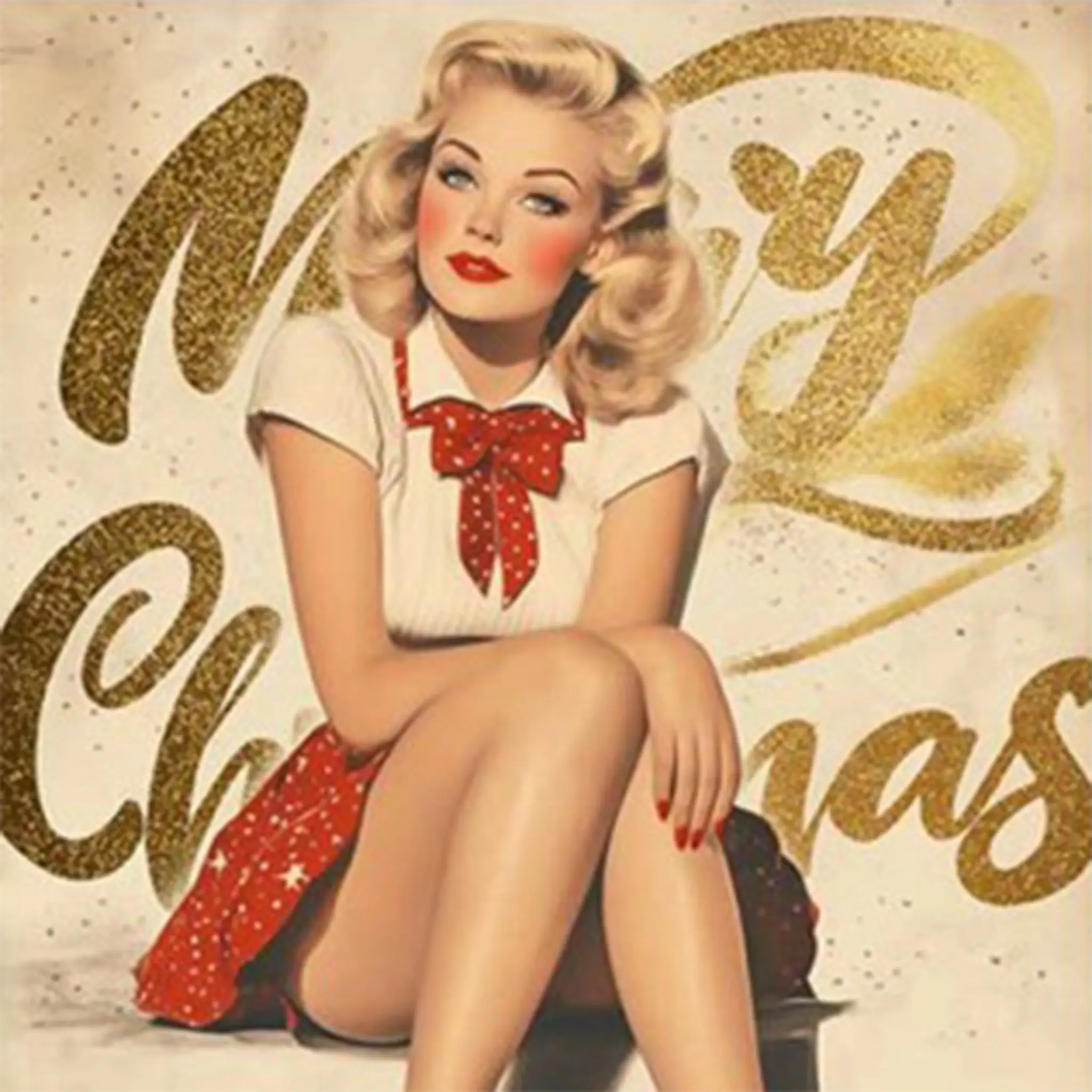 Vintage Christmas Pinup A4 Rice Decoupage Paper