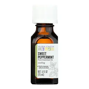 Aura Cacia Sweet Peppermint Essential Oil Pure Refreshing Aromatherapy 0.5Oz (15ml)