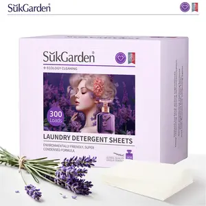 SukGarden Laundry Detergent Sheets Up to 300 Loads (150 Sheets), Eco-Friendly Cleaning, Non-Toxic & Safe for Humans, Preservative-Free, Washable Travel Goods, Liquid Free Pod Home Soap Laundry - Fresh Lavender Scent