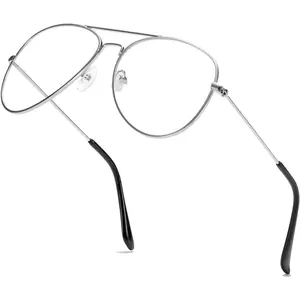Clear Aviator Glasses Lens Premium Classic Metal Frame Eyeglasses