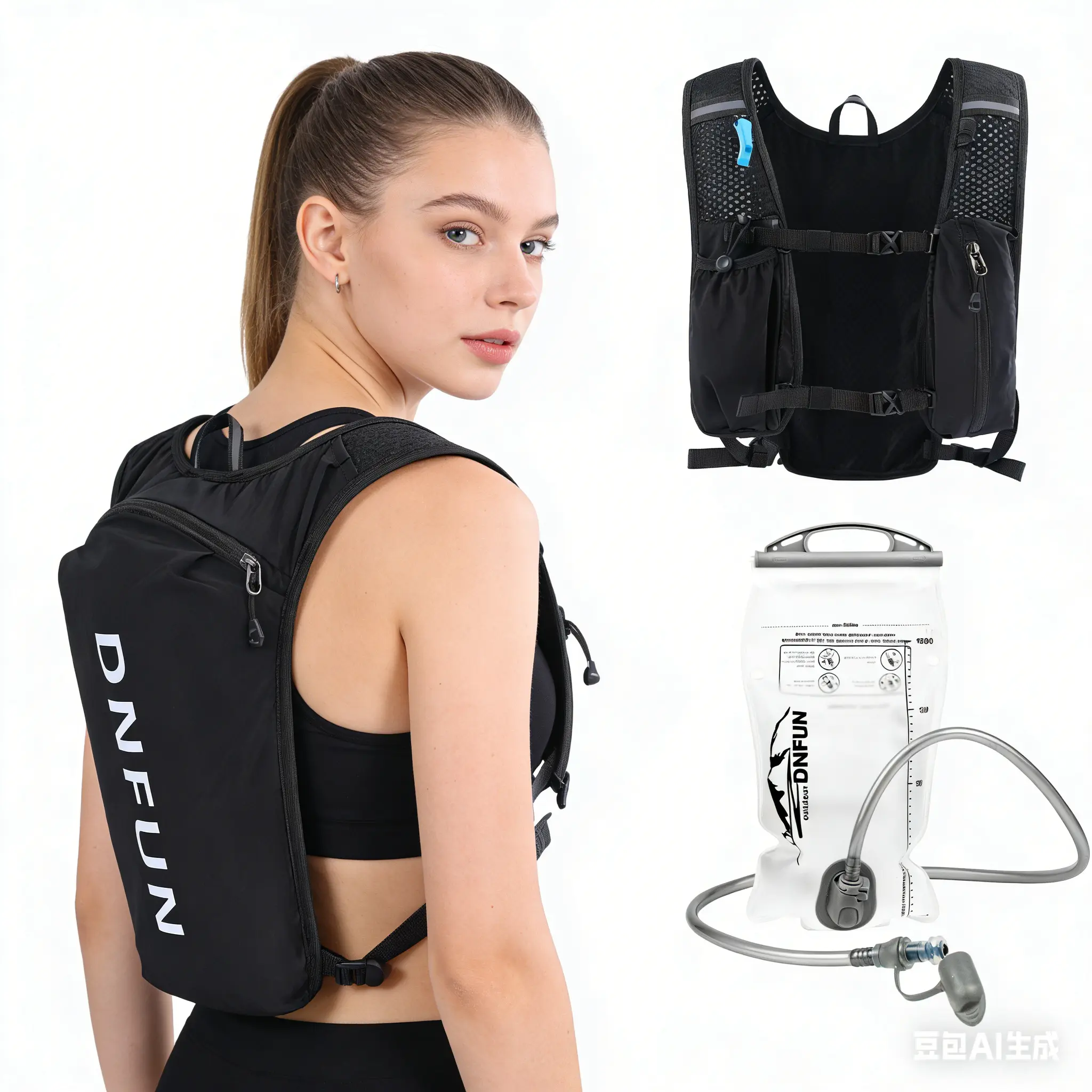 Durable Nylon Hydration Vest for Trail Running & Cycling, Ultra-Lightweight 140g Pack with 1.5L Bladder, Bottle Pockets & Reflective Tape, Runners Waist, Hip Belt, Adjustable Shoulder Straps, Durable Nylon For Daily Runs, 1.5L Water Bladder