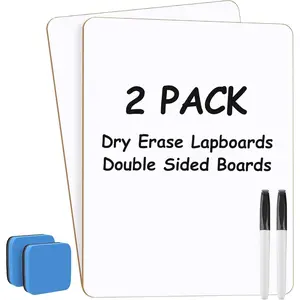 Small White Board 2 Pack Dry Erase Boards, 9''x 12'' Mini Double Sided Portable Whiteboards for Students Teachers School Supplies, Including 2 Markers and 2 Erasers