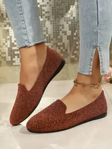 Women's Round Toe Loafers, Chunky Heel Slip-On Shoes, Fashionable Flat Casual Boots, Comfortable Office Wear, Fall New Arrival