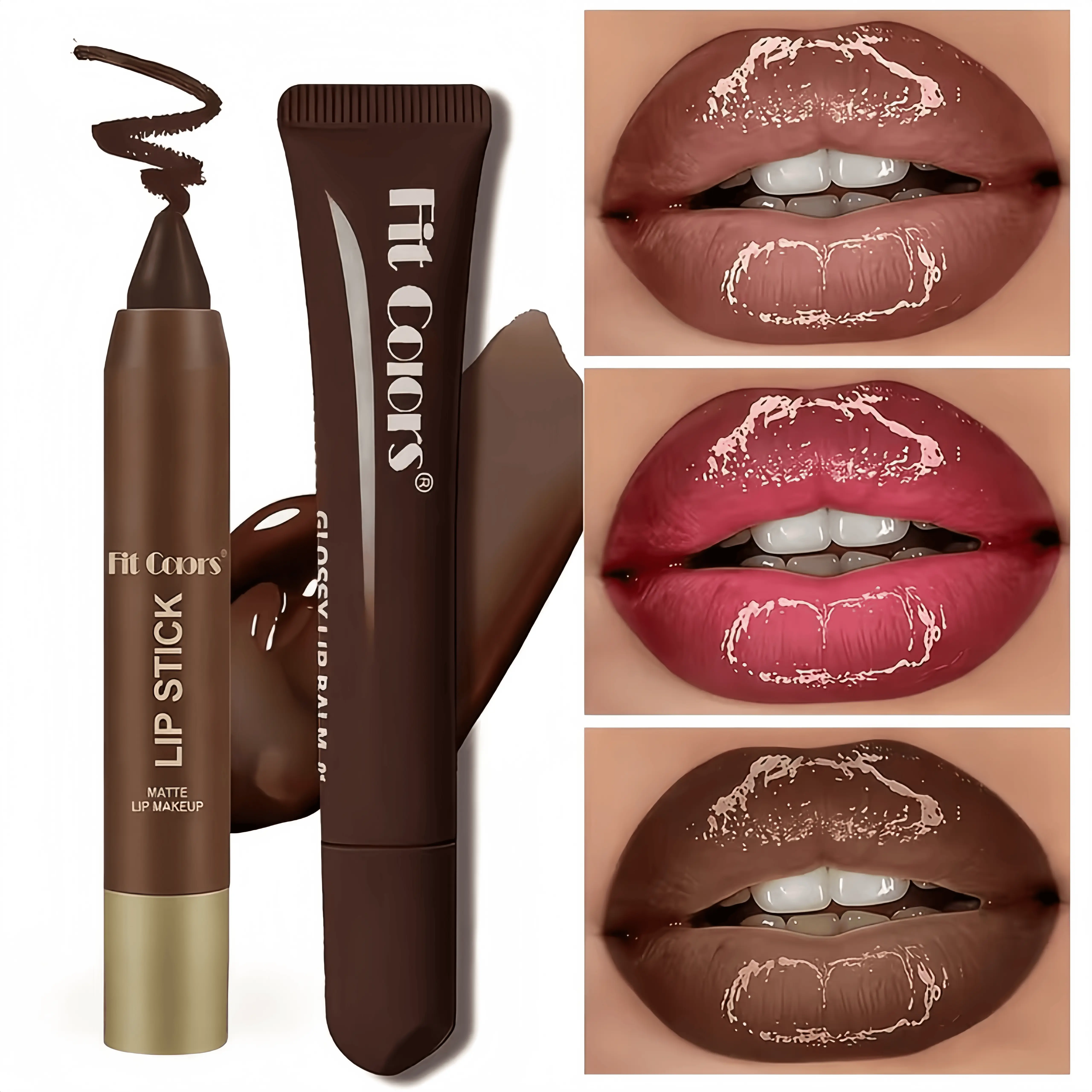 Fit Colors Matte Lip Liner and Moisturizing Lip Oil Set, Precise Lip Liner, for Easy Lip Line Definition with a Natural Nude Glossy Finish, Perfect Holiday Gift, Lip Pencil, Cosmetic Lip Liner