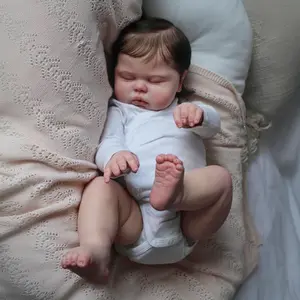 GUESSBELLY 50 CM Cloth Body Vinyl Limbs 20inch 3D-Paint With Visible Veins Asleep Fat Reborn Baby Doll Toy For Girl Lifelike Kids Birthday Gift