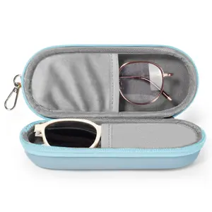 Unisex 2-Pack 2-in-1 Dual Compartment Glasses Case, Scratchproof Lens Protector with Dual Slots, Portable Travel Organizer for Sunglasses & Eyeglasses, Secure Zipper Storage Box
