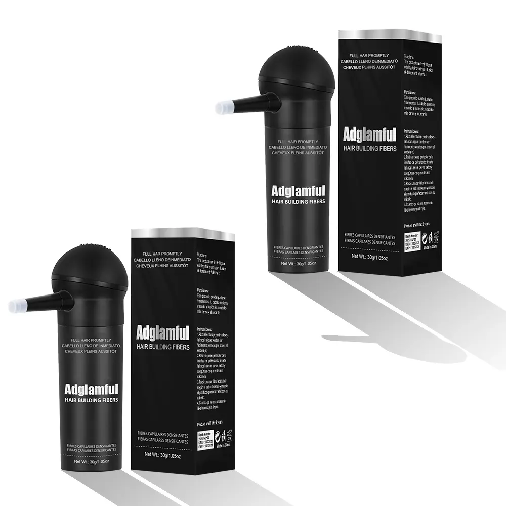 Adglamful 2-Pack Hair Building Fibers 30g – Instant Hair Thickening, Root Touch-Up & Precision Spray Nozzle – Natural Matte Finish, Sweatproof & Windproof, Ideal for Thinning Hair Coverage Haircare