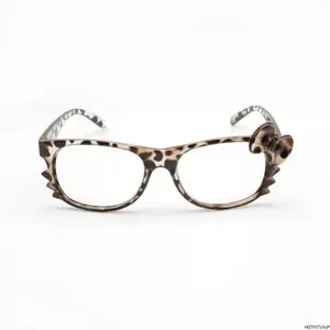 Trendy Y2K Nerd Style Rimless Eyeglasses, Cute Kitty Leopard Print Fashion Glasses, Stylish Accessory for Daily Casual Outfits Summer Vibes