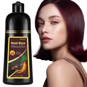 Natural Dark Burgundy Hair Dye Shampoo - 3 IN 1 Nourishing & Dyeing for All Hair Types, Deep Wine Color in mins,Haircare & Herbal Ingredients
