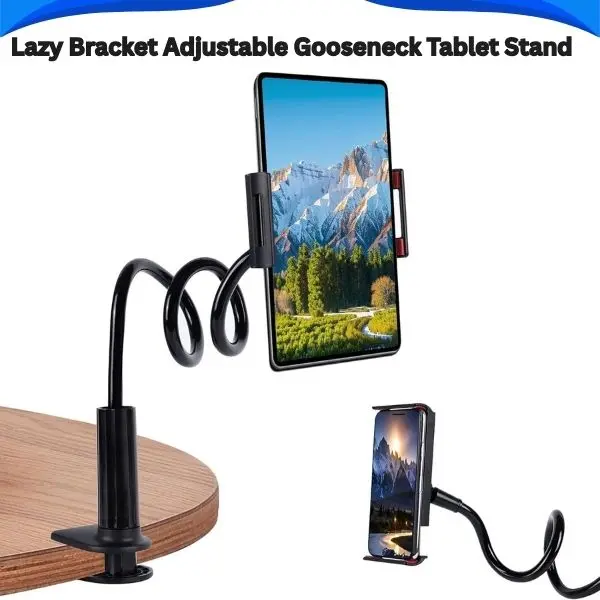 Aluminium Alloy 360° Rotatable Lazy Bracket - Adjustable Flexible Arm Desk Mount Cellphone Holder for 4"-8" Smartphones, Portable Stand for Bed, Desk