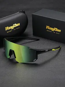 ReyDix 1 Piece Unisex Half Frame Sunglasses, Lightweight Durable Sunglasses, Polarized Framed Square Sunglasses UV400, Eye Catching Colors