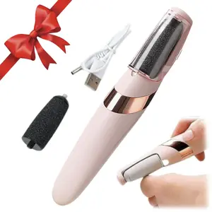 Electric Foot Exfoliator Machine，Instant Dead Skin Remover & Cracked Heel Repair Tool，2 Heads Rechargeable Waterproof Pedicure Grinder for Rough Dry Feet,，Portable Spa Gift Set for Women/Men,  Travel & Home Use