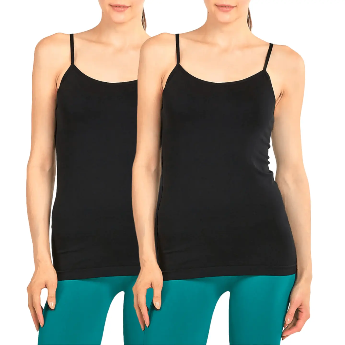 2 Pack Women's Camisole Tank Top with Adjustable Spaghetti Strap Stretch Seamless Sleeveless Slim-Fit Gym Yoga Tops Basic Undershirts Lady Womenswear
