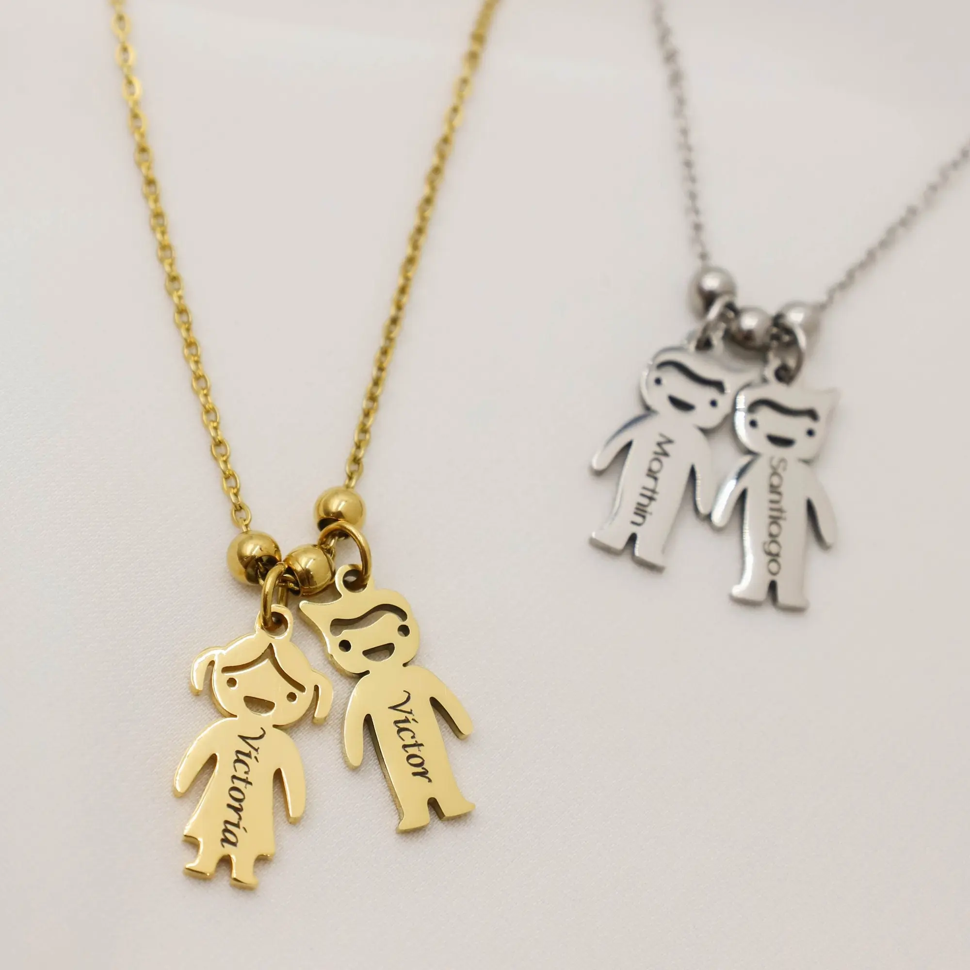 Boy and Girl Charm with names, personalized necklace, family necklace, mother necklace, baby name necklace for mom, step mom giftn new mom