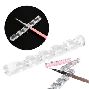 1pc Resin Aesthetic Nail Art Brush Holder, 5-Slot Desktop Organizer for Nail Painting Tools, Crystal Display Stand for Nail Technician Station, No Odor & Battery Free, Cosmetics Organizer Storage