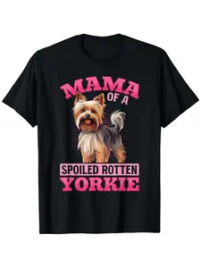 Plus Size, Yorkshire Little Lion Dog York Dog Mom Spoiled Bad York Dog T-Shirt, Plus Size T-Shirt, Mother's Day Halloween Thanksgiving Christmas Gifts, Suitable for Men Women Family Friends