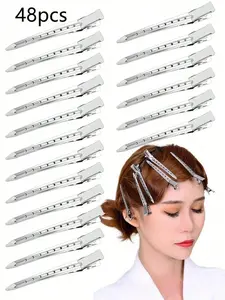 48-Piece Professional Metal Hair Clips Set, Ideal for Thick Hair Styling and Sectioning, Alligator Clips and Duckbill Clips Included