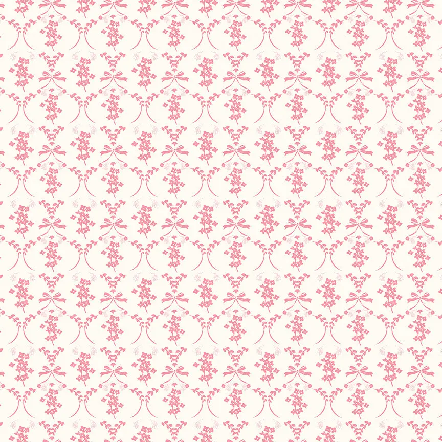 Fabric Riley Blake Cream Bows Sweet Pink by the Quarter Yard C17412-CREAM