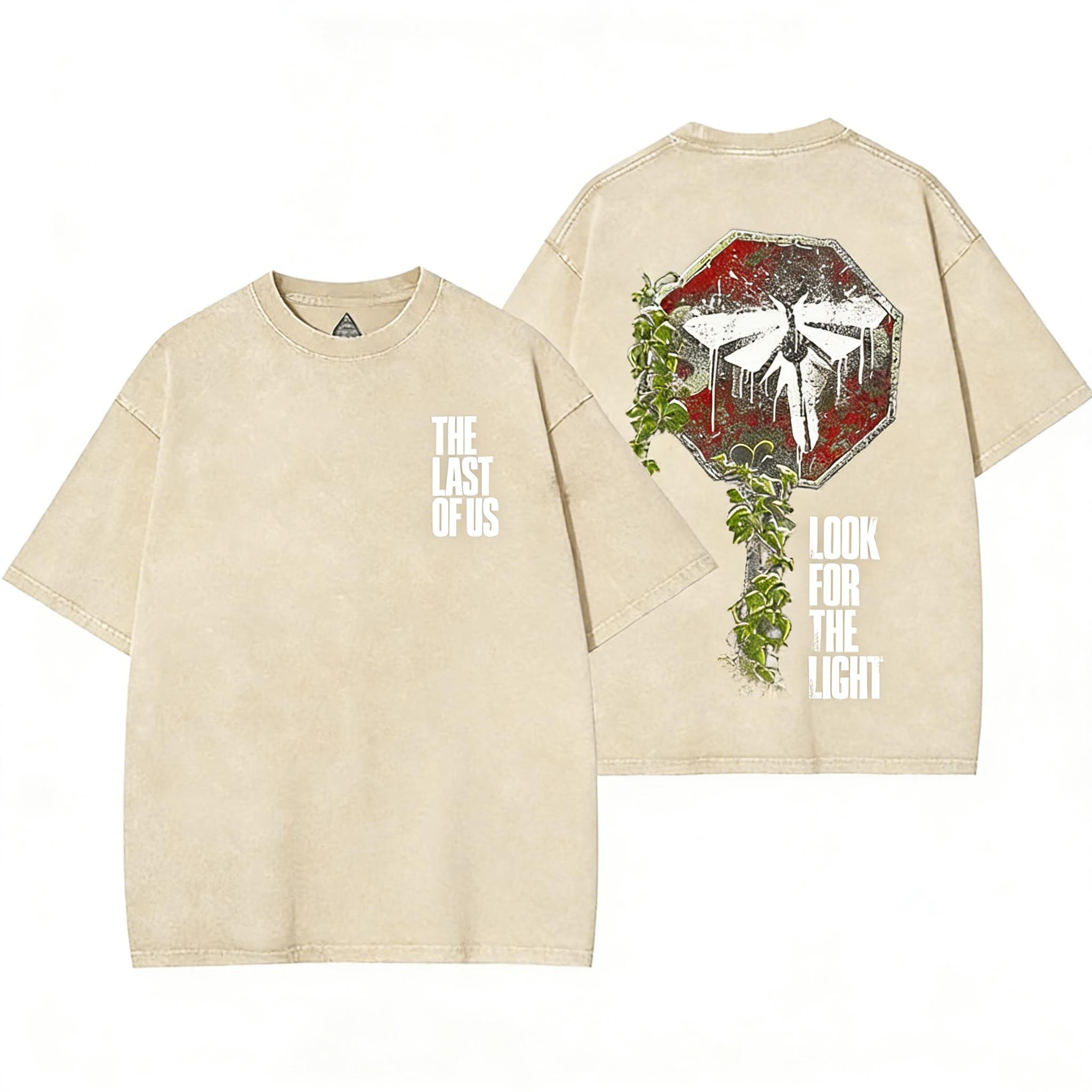 valentine shirts The Last of Us Inspirational graphic tee Washed T-Shirt Crewneck Menswear Streetwear Tshirt Cotton men gifts Vintage Round Neck Oversized Fabric Top