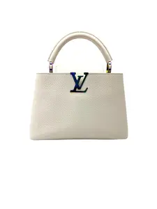 Pre-owned Louis Vuitton leather Tote Bags Capucines BB White Handle Bag LV2831