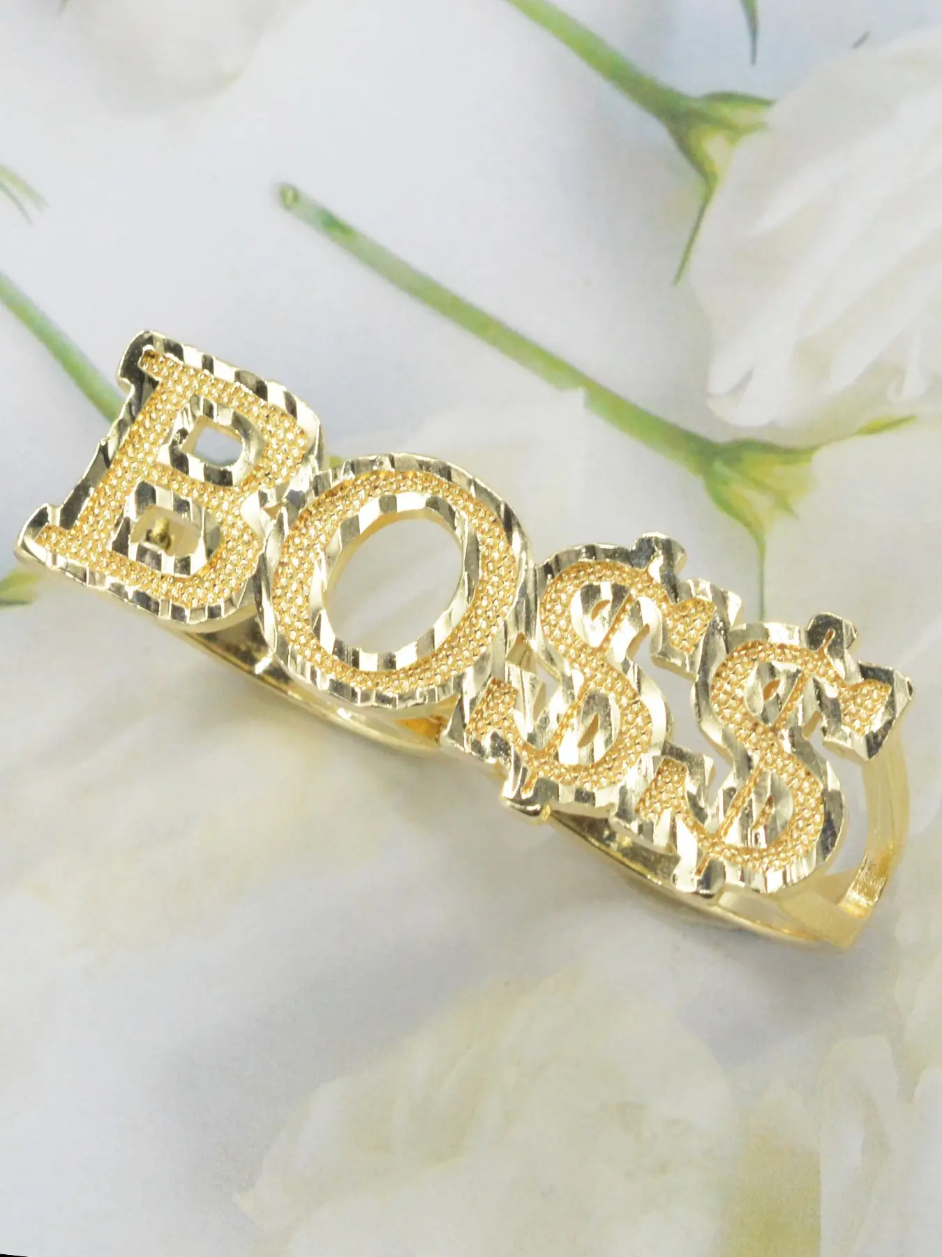 Fashion Hip-Hop Geometric Metal Boss Letter Ring, Alphabet Design Ring, Unisex Casual Daily Wear Jewelry, Best Valentine's Day Party Christmas Gift, Statement Rings, Statement Chunky Ring