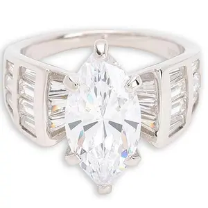 Radiance by Absolute™ 14.96ctw Marquise Solitaire with Baguettes Ring